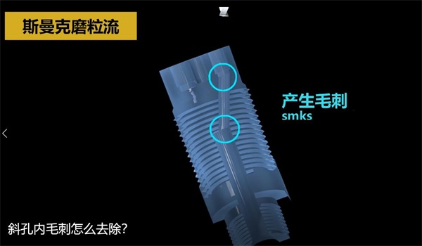 用<a href='http://m.lifemessy.com' target='_blank'><u>流體拋光機</u></a>，去除斜孔內(nèi)毛刺